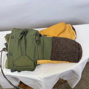 Military Extreme Cold Weather Leather Wool Mittens Hunting Camping Size Large